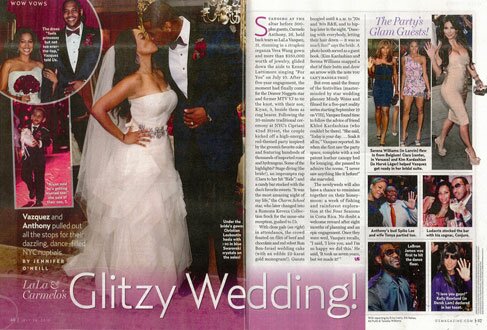 Lala Vazquez & Carmelo Anthony's wedding in US Weekly Magazine